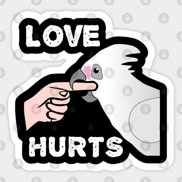 Bare-eyed Goffin Cockatoo Love Hurts Sticker by Einstein Parrot